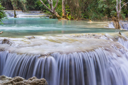 Kuang Si Waterfalls, Luang Phrabang, Laos.の写真素材