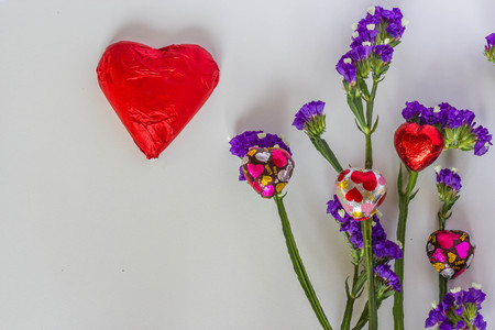 Heart Chocolate and candy selective focus, Valentine Day concept.の写真素材