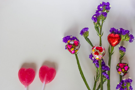 Heart Chocolate and candy selective focus, Valentine Day concept.の写真素材