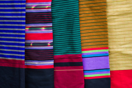 silk weaving at north Thailand.の写真素材