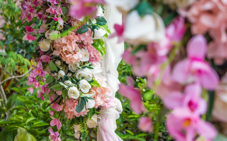 Fabric flower for wedding venueの写真素材