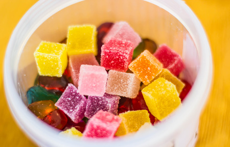 Colorful jelly sweets close up shotの写真素材