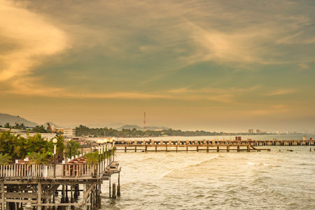 evening view of the pier in Hua Hin, Thailand.の写真素材