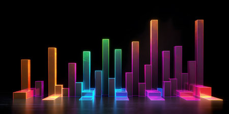 bar graph trending upwards. This image is created with AI.の素材