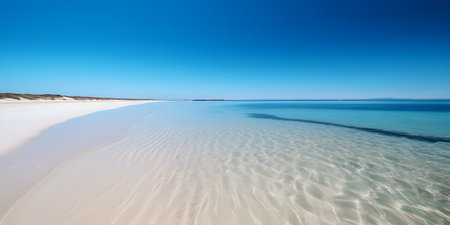 beach with calm water and a blue sky one. This image is created with AI.の素材