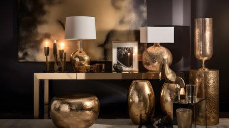 blendofmetallichuesgivingthebackgroundaluxuriou two. This image is created with AI.の素材