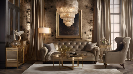 blendofmetallichuesgivingthebackgroundaluxuriou three. This image is created with AI.の素材