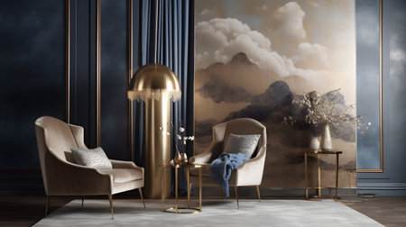 blendofmetallichuesgivingthebackgroundaluxuriou. This image is created with AI.の素材