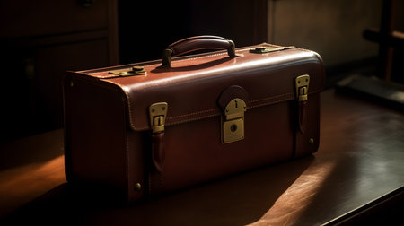 briefcase with a combination lock and a leather portfolio. This image is created with AI.の素材