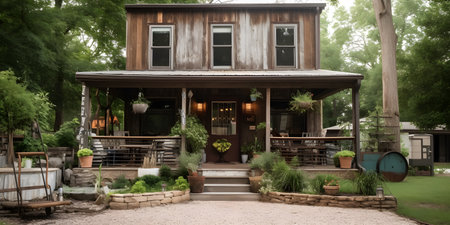 charming and quaint bed and breakfast with rustic decor a one. This image is created with AI.の素材