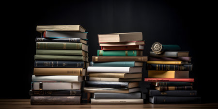 collection of business books and resources symbolizing th. This image is created with AI.の素材