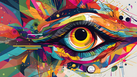colorful abstract design drawing the eye to different par one. This image is created with AI.の素材