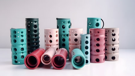 collectionofhairrollersindifferentsizesandcolor. This image is created with AI.の素材