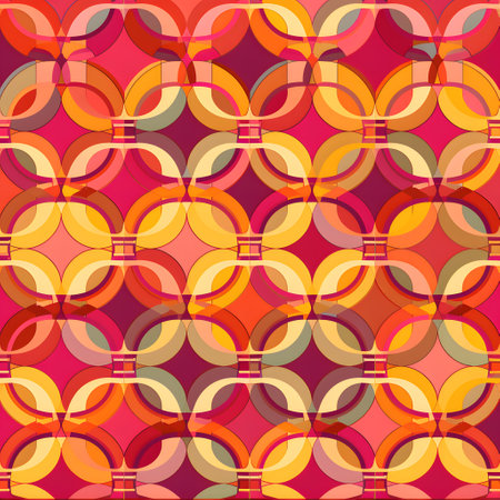 colorful geometric pattern of interlocking shapes in shad three. This image is created with AI.の素材