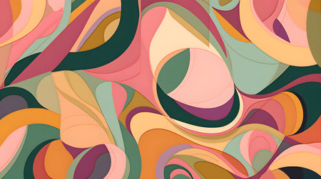 colorful abstract pattern of overlapping shapes in shades one. This image is created with AI.の素材