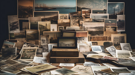 collection of vintage postcards from various destinations one. This image is created with AI.の素材