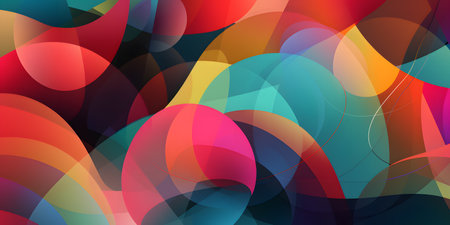 digital background with colorful overlapping shapes one. This image is created with AI.の素材