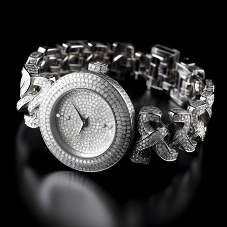 diamond-encrusted wristwatch one. This image is created with AI.の素材