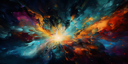 cosmicexplosionofswirlingcolorsandshapesonadar. This image is created with AI.の素材