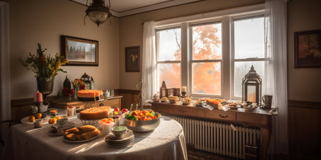 Cozy and inviting bed and breakfast with charming decor a one. This image is created with AI.の素材