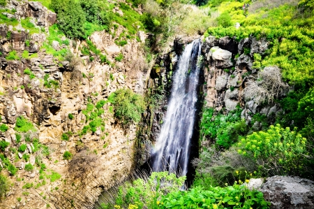 Gilabon waterfall in Golan heights, north of Israelの写真素材