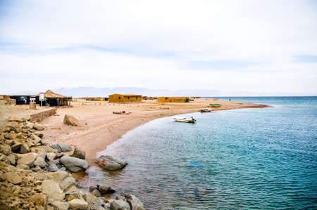 landscape of small coastal village in Red seaのeditorial素材