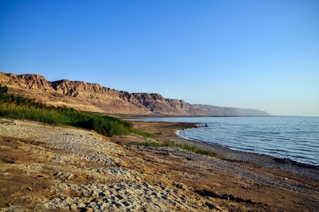 Sunrise. Incredible lighting effects on the Dead Sea in Israel.の写真素材