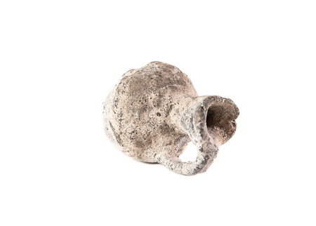 Clay old Middle Eastern jug on the white backgroundの写真素材