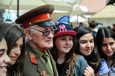 World War II Soviet veterans at celebration of 9th may, victory day in Jerusalem, Israel, 9th may, 2013のeditorial素材
