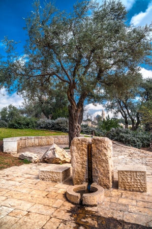 Drinking fountain in the park of Jerusalem near the Old Cityの写真素材