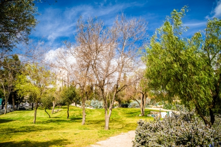 Landscape in the public park Yemin Moshe, Jerusalemの写真素材