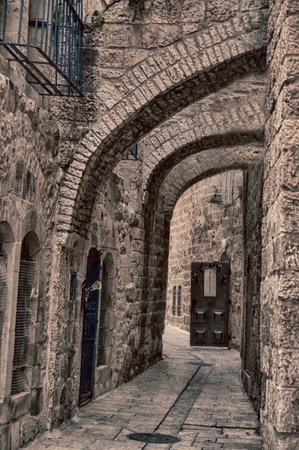 Narrow street in the OLd City of Jerusalemの写真素材