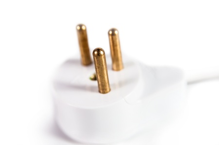 Close-up of plug isolated on white backgroundの写真素材