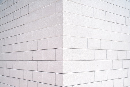 Background of the white brick wall cornerの写真素材