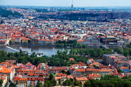 Landscpae of Prague city center, aerial viewの写真素材