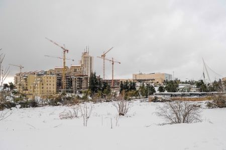 Jerusalem covered in snow, December 13, 2013のeditorial素材