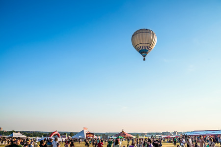 Air balloon flying over the music festival Mighty Sounds, July 19th, 2013のeditorial素材