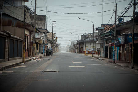A view on the empty street before the stormのeditorial素材