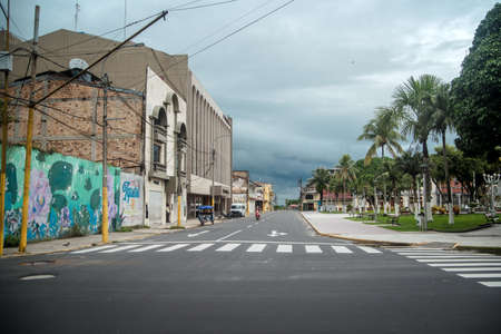 A view on Plaza de Armas square, Iquitosのeditorial素材