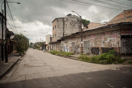 Empty streets during Peruvian lockdown in Iquitosのeditorial素材