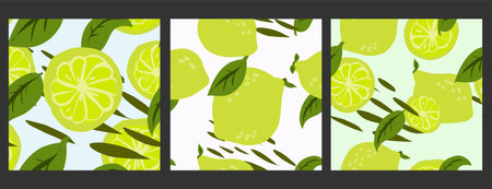 Citrus seamless pattern with lemons, limes and leaves