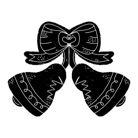 Two bells with a bow. vector black element.のイラスト素材