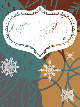 Cute abstract frame for lettering, texture Christmas background, card, invitation, banner. Vectorのイラスト素材