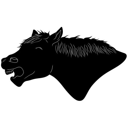 Horse head black silhouette vector element.のイラスト素材