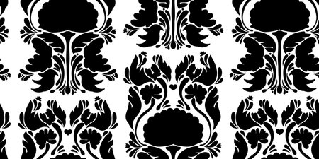 Ukrainian folk art flower motley ornament ethnic motifs vector seamless overlapping pattern stylized Petrykivka painting rapportのイラスト素材