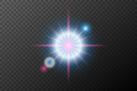 Light effect pink blue isolated flare explosion shiny dust line solar flare spark star neon light, vector effectのイラスト素材