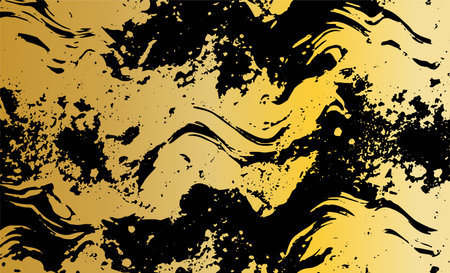 Grunge detailed intertwined texture, threads, lines, wire, veins. Grunge old detailed texture. Vector background. Gold and blackのイラスト素材