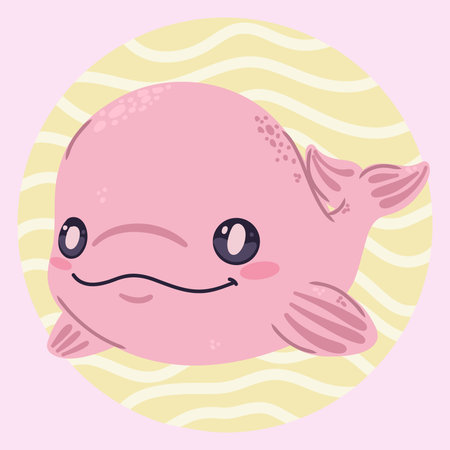 Cute kawaii beluga whale in cartoon style. Funny sea character for children's designs, posters, stickers and printed productsのイラスト素材