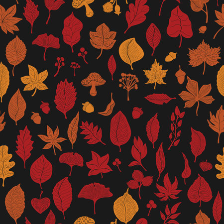 Pattern autumn leaves seamless. Wallpaper, fabric printing, packaging and paper. Natural plant motifsの写真素材