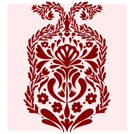 Flower. Folk-style pattern, symmetrical, detailed vector element. Rustic, Scandinavian style, folk painting.のイラスト素材